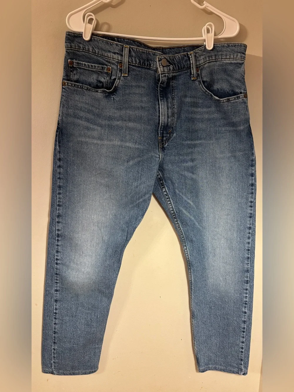 Levi’s 512 Men’s Jeans Hemmed 36x26 Slim Taper Light Wash Blue Denim Stretch